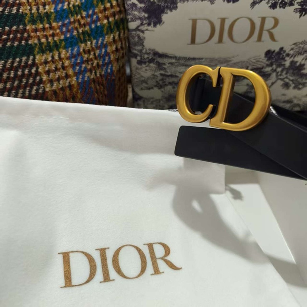 Dior Black Leather Fashionable Versatile Belt